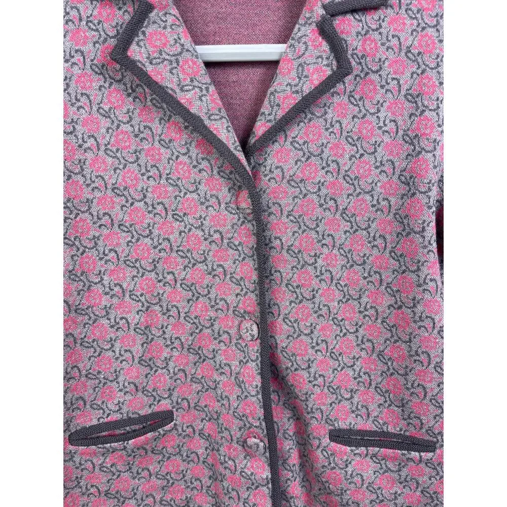 Komatsu Store Ginza Tokyo Women's Japanese Pink and Grey Floral Jacket - Picture 3 of 4